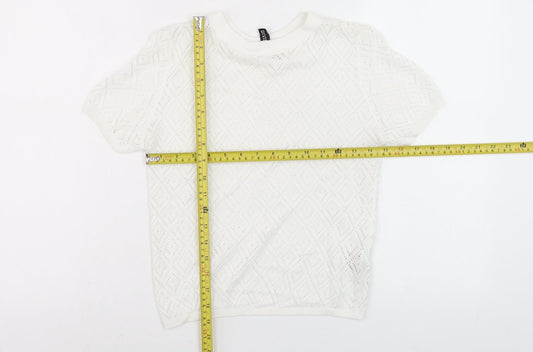 Womens UK Size S Divided White Basic T-Shirt