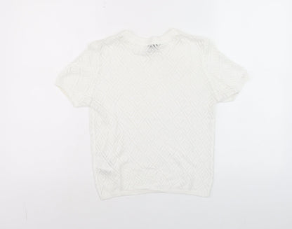 Womens UK Size S Divided White Basic T-Shirt