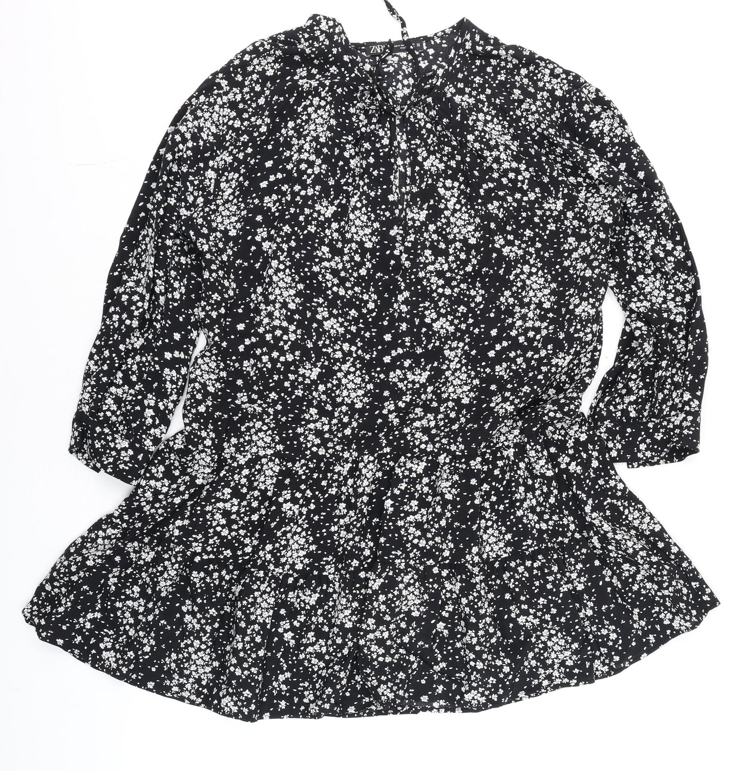 Womens UK Size 12 Zara Black Tunic Blouse