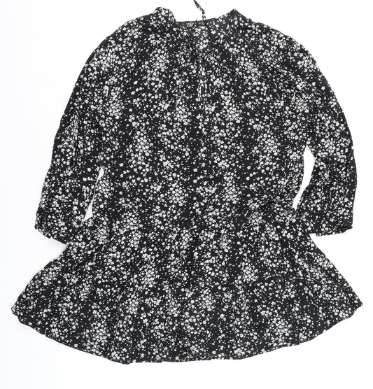 Womens UK Size 12 Zara Black Tunic Blouse