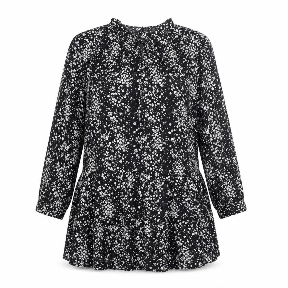 Womens UK Size 12 Zara Black Tunic Blouse