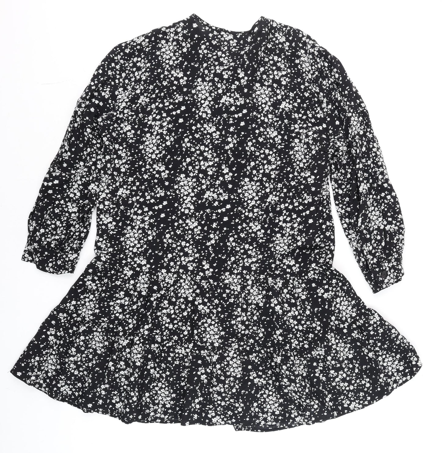 Womens UK Size 12 Zara Black Tunic Blouse