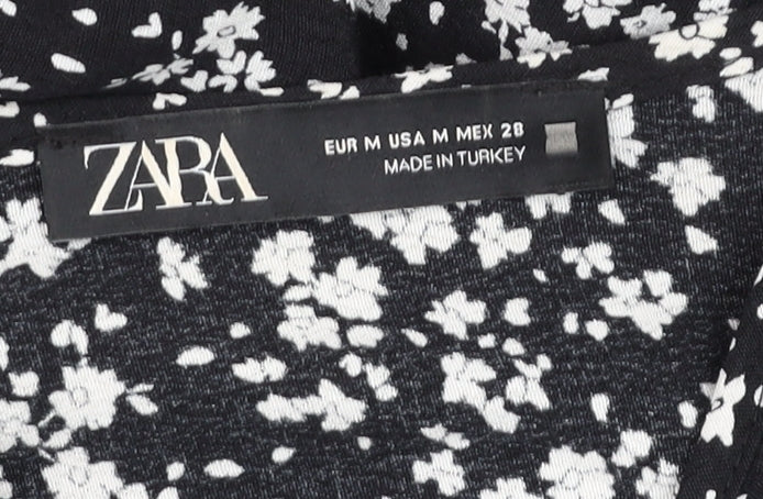 Womens UK Size 12 Zara Black Tunic Blouse