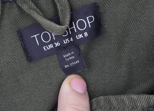 Womens UK Size 8 Topshop Green Parka Coat