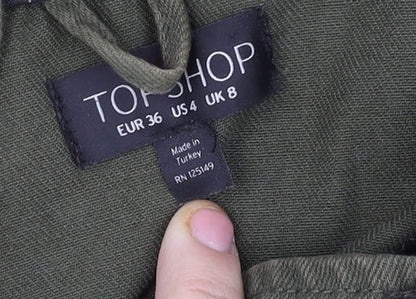 Womens UK Size 8 Topshop Green Parka Coat