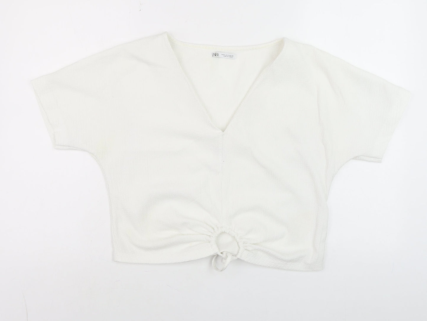 Womens UK Size 8 Zara White Cropped Blouse