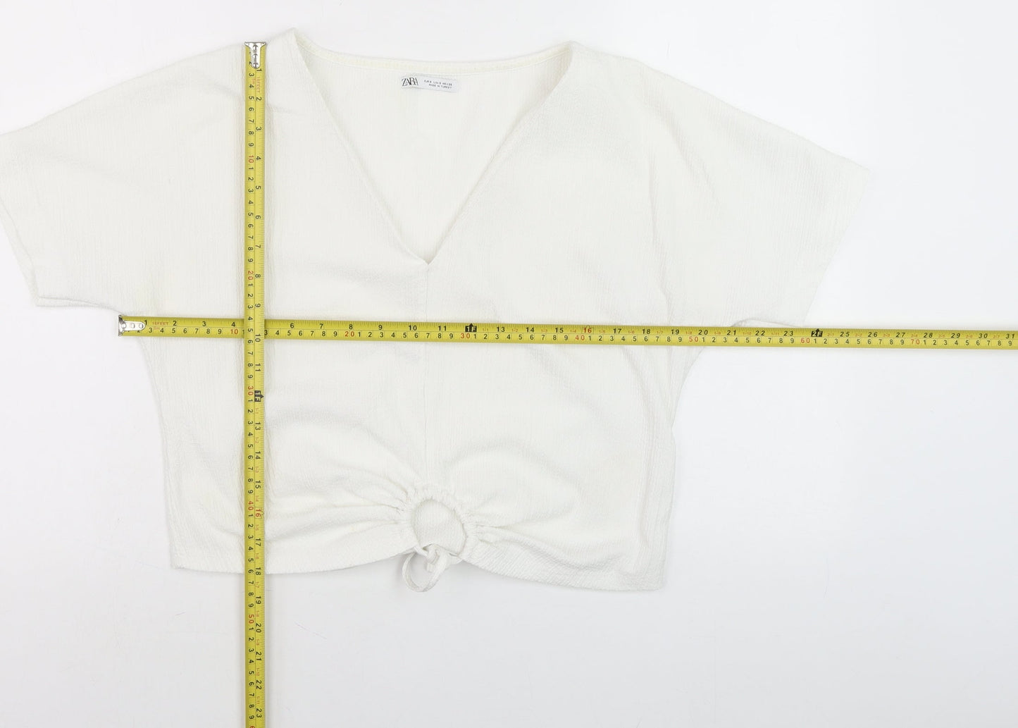 Womens UK Size 8 Zara White Cropped Blouse