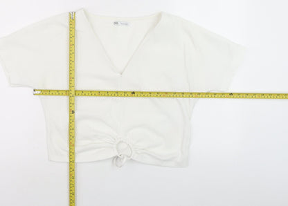 Womens UK Size 8 Zara White Cropped Blouse