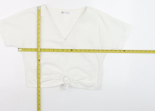 Womens UK Size 8 Zara White Cropped Blouse