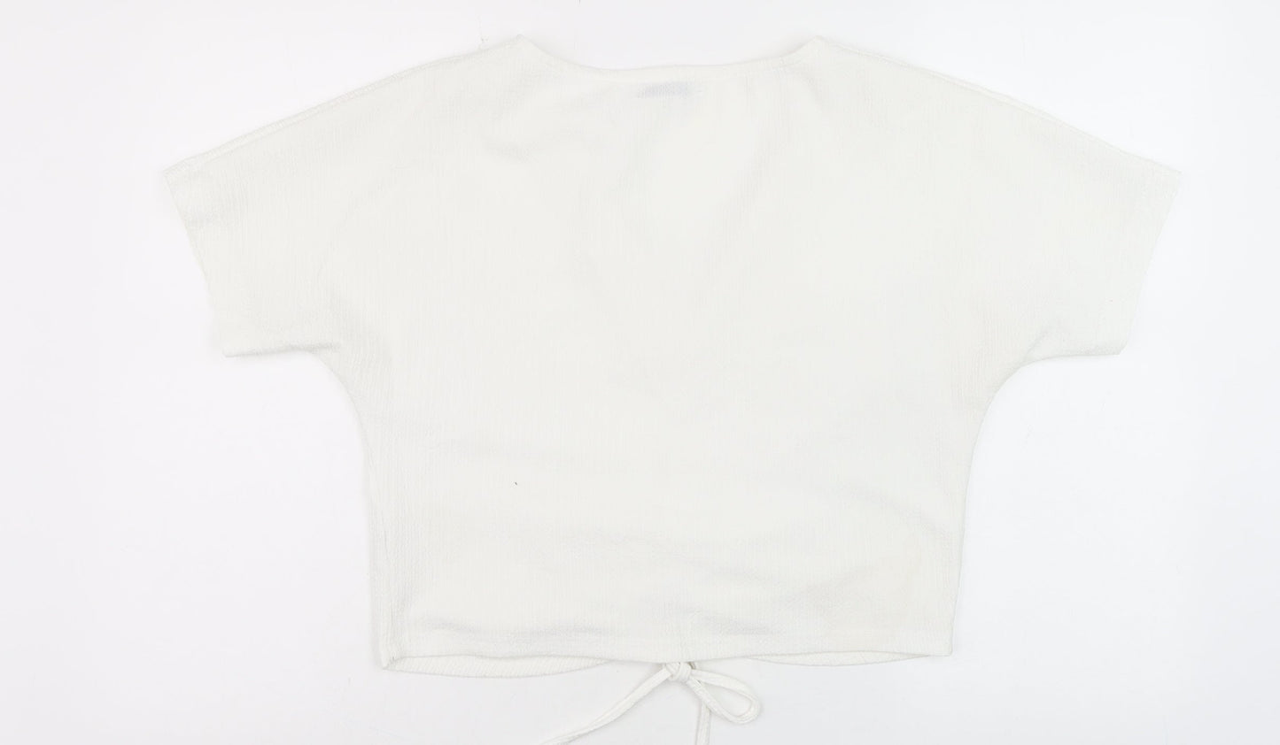 Womens UK Size 8 Zara White Cropped Blouse