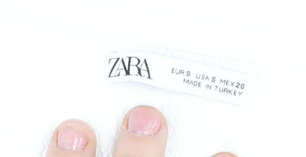 Womens UK Size 8 Zara White Cropped Blouse