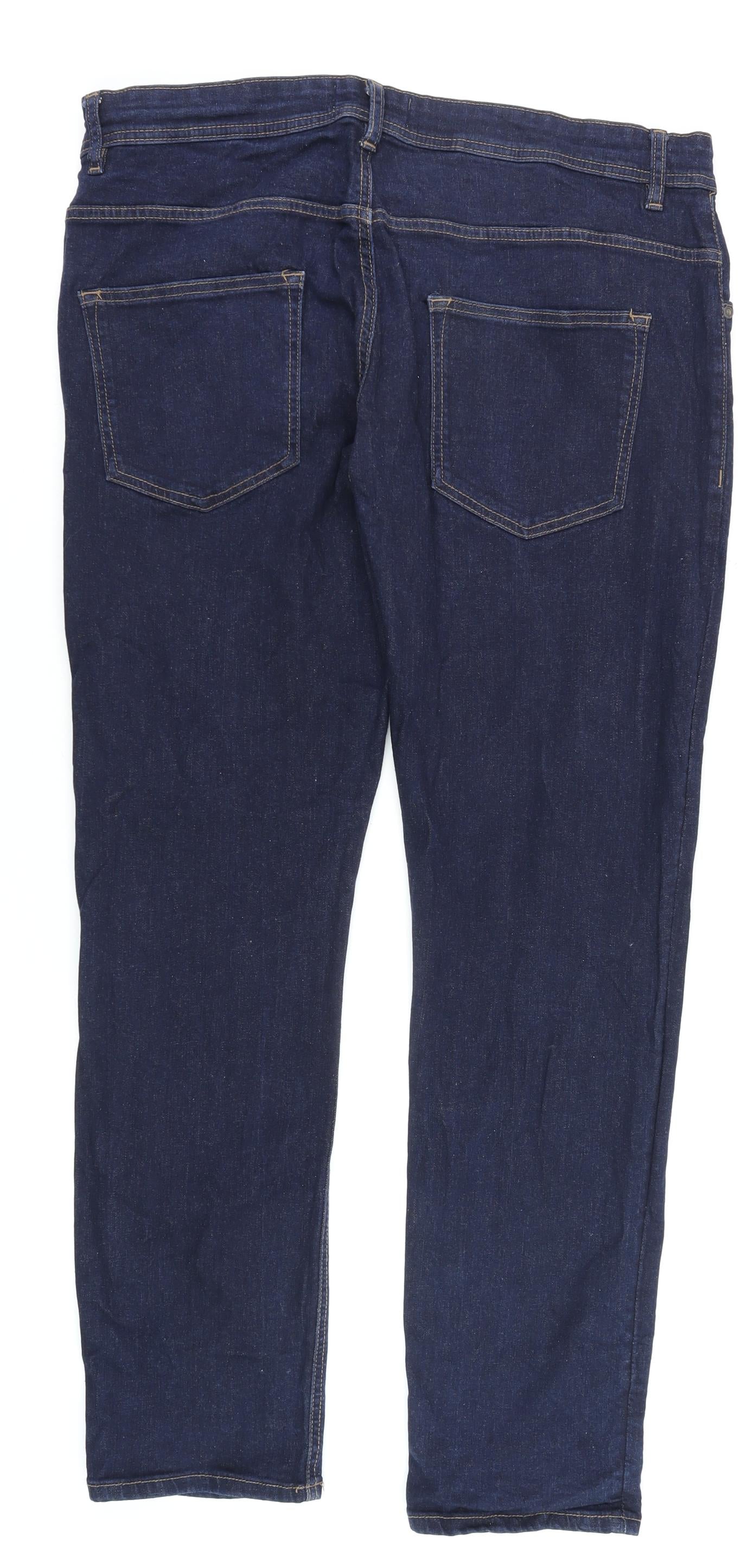 Mens UK Size L Easy Denim Slim Fit Straight Blue Jeans