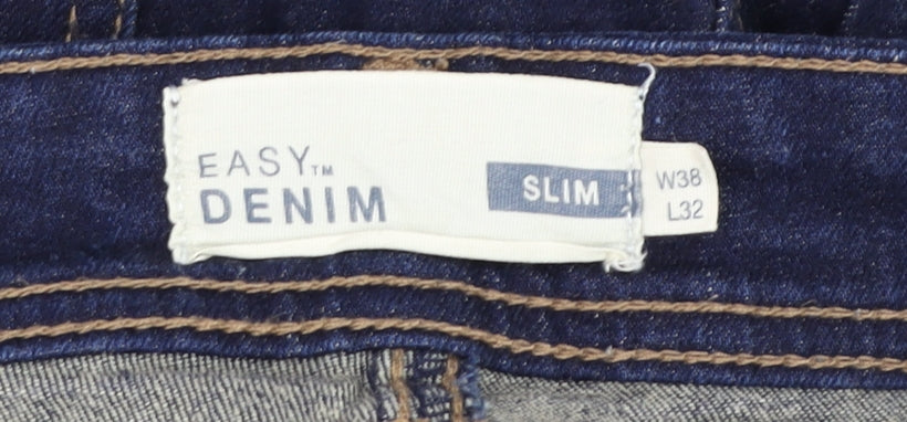 Mens UK Size L Easy Denim Slim Fit Straight Blue Jeans