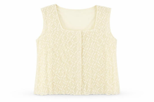 Front view of Gallery Women Beige Lace Camisole Blouse L Regular Fit