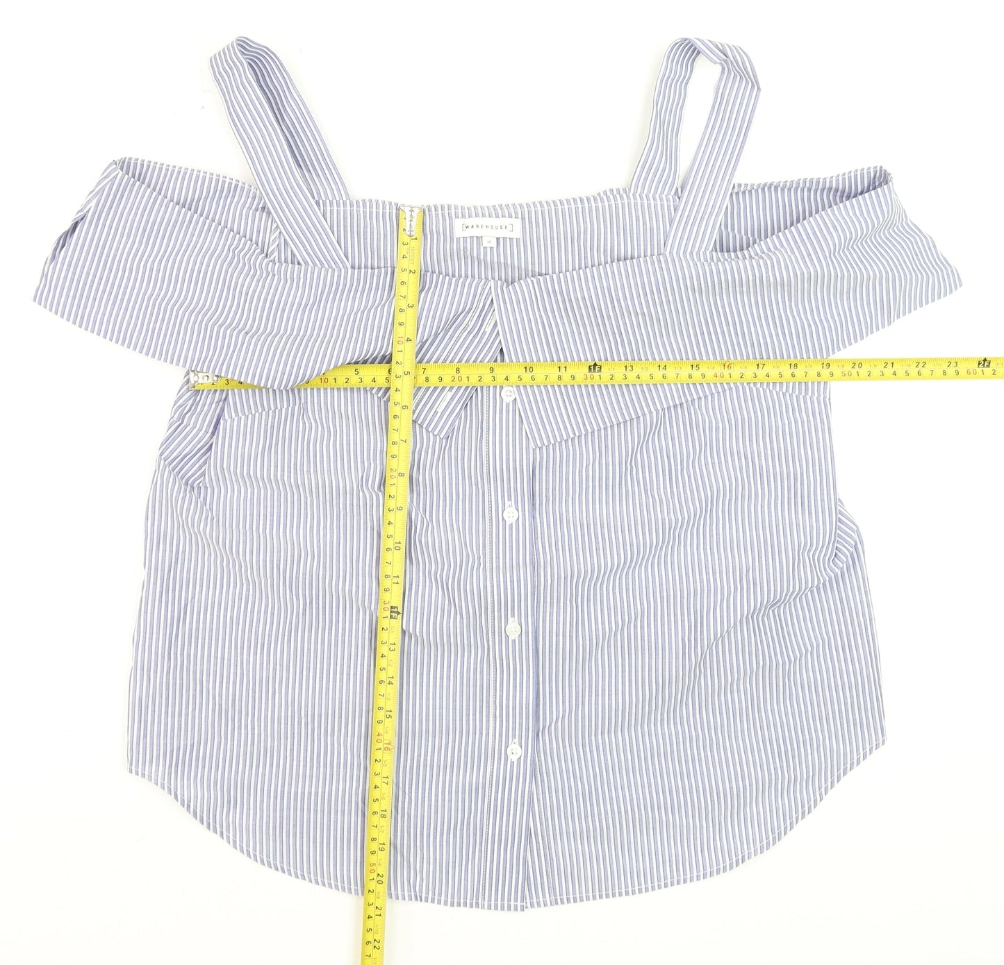 Womens UK Size 16 Warehouse Blue Off the Shoulder Blouse