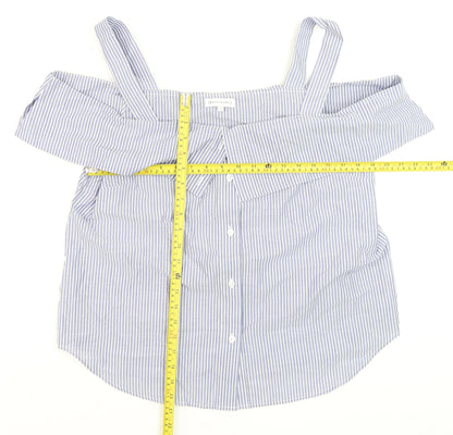 Womens UK Size 16 Warehouse Blue Off the Shoulder Blouse