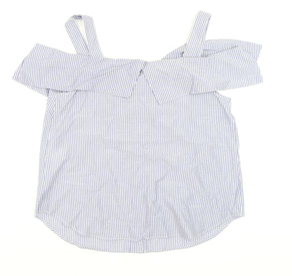 Womens UK Size 16 Warehouse Blue Off the Shoulder Blouse
