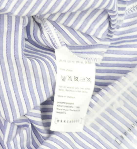Womens UK Size 16 Warehouse Blue Off the Shoulder Blouse