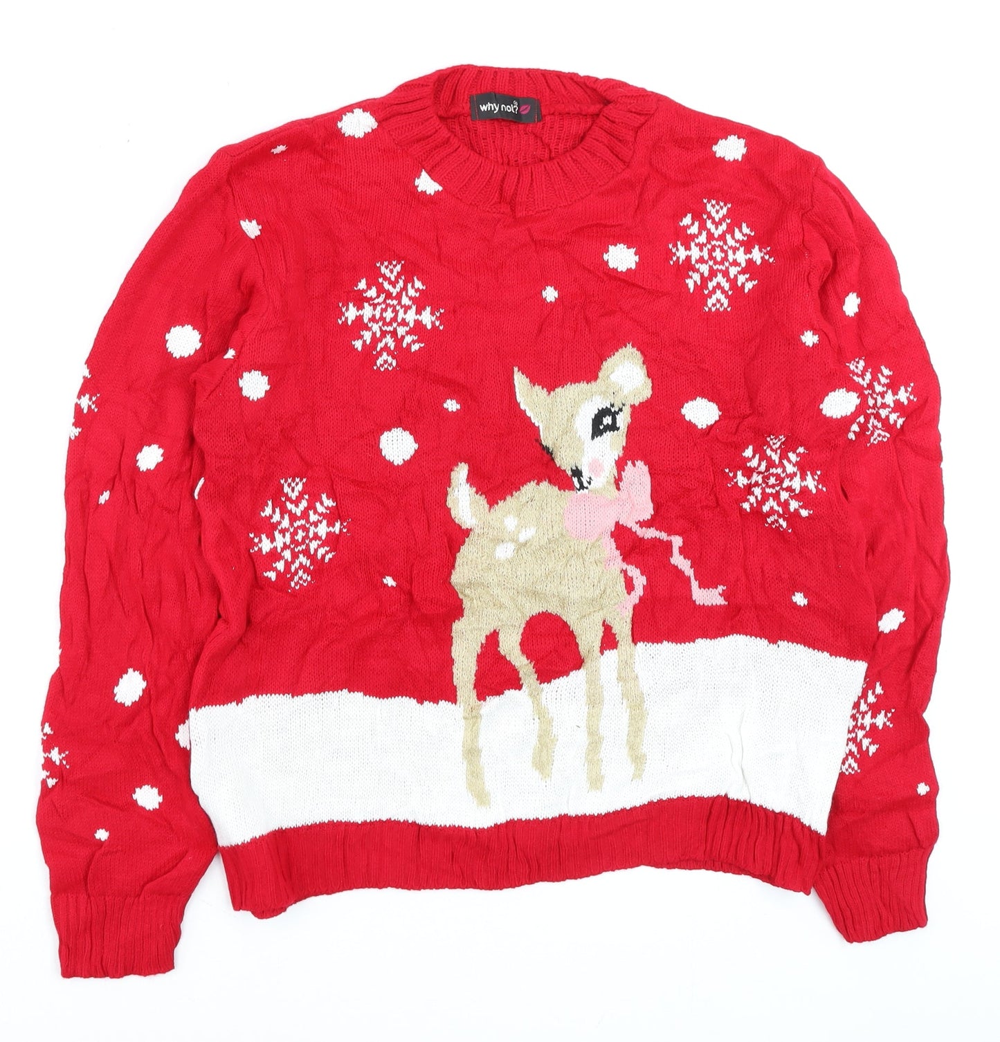 Womens UK Size 4 Why Not? Red Pullover Jumper
