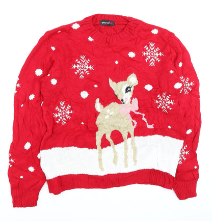 Womens UK Size 4 Why Not? Red Pullover Jumper