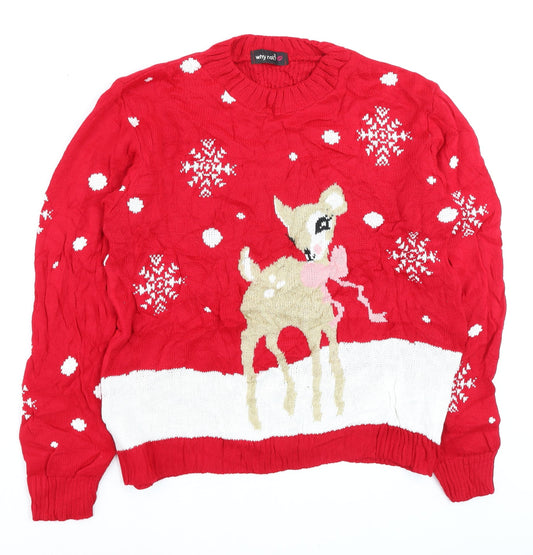Womens UK Size 4 Why Not? Red Pullover Jumper