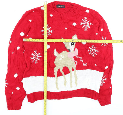 Womens UK Size 4 Why Not? Red Pullover Jumper