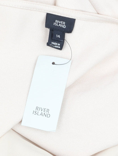 River Island Women Beige Chain Strap Satin Cowl Neck Camisole Top Size 14