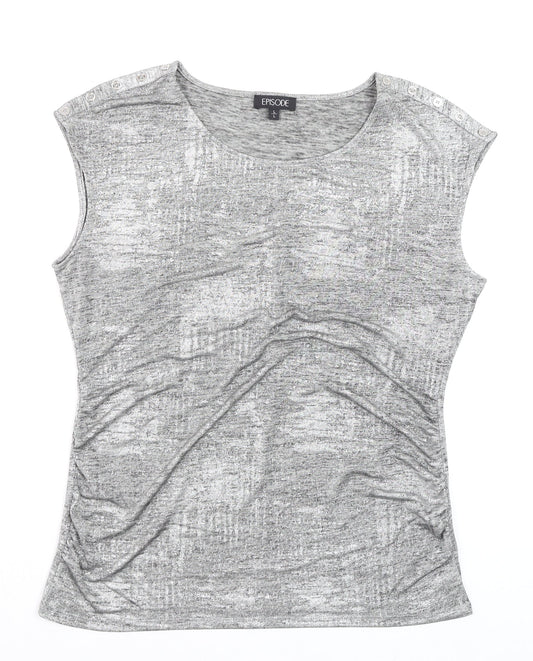 Womens UK Size L Episode Grey Basic T-Shirt