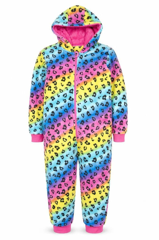Dunnes Stores Boys Multicoloured Fleece Hooded One Piece Pyjamas Size 10 Years