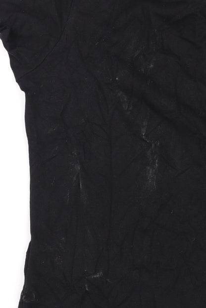 LA Gear Womens Black Polo Shirt UK 14 Collared Short Sleeve Cotton Blend