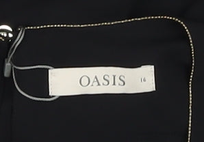 Womens UK Size 16 Oasis Black Basic Blouse