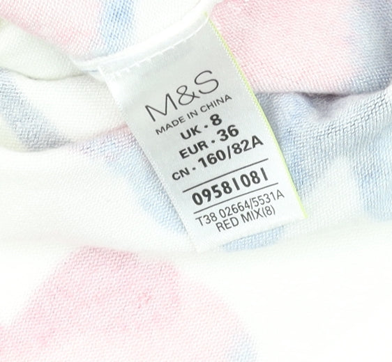 Womens UK Size 8 Marks and Spencer Multicoloured Basic T-Shirt