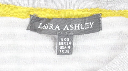 Womens UK Size 8 Laura Ashley Grey Basic T-Shirt