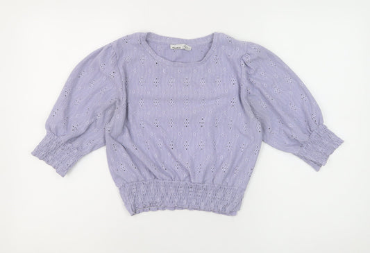 Womens UK Size M Pull & Bear Purple Cropped Blouse
