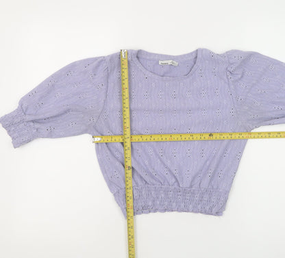 Womens UK Size M Pull & Bear Purple Cropped Blouse