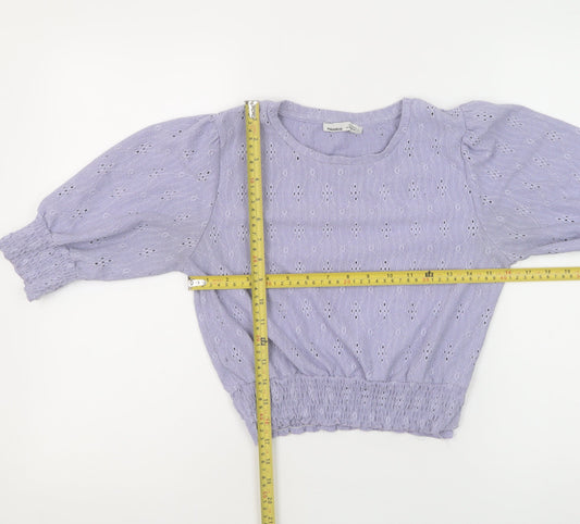 Womens UK Size M Pull & Bear Purple Cropped Blouse