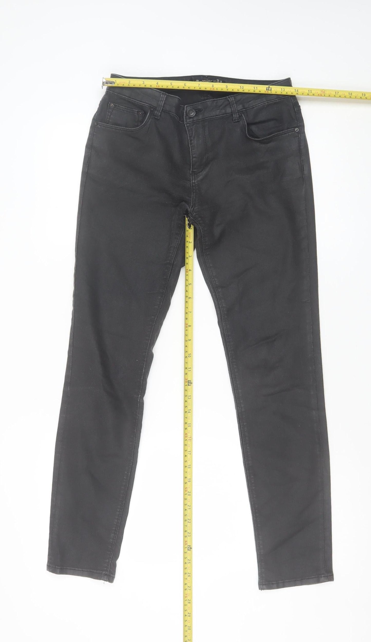 Womens UK Size 12 Zara Woman Slim Fit Skinny Black Jeans