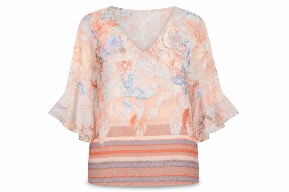 Womens UK Size 10 Tinta Style Multicoloured Tunic Blouse