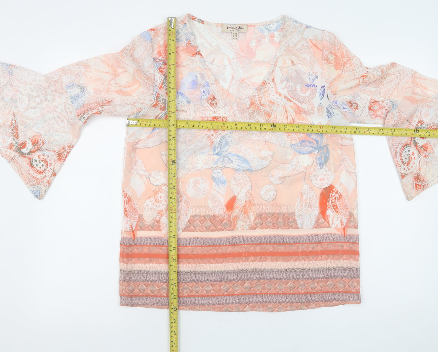 Womens UK Size 10 Tinta Style Multicoloured Tunic Blouse