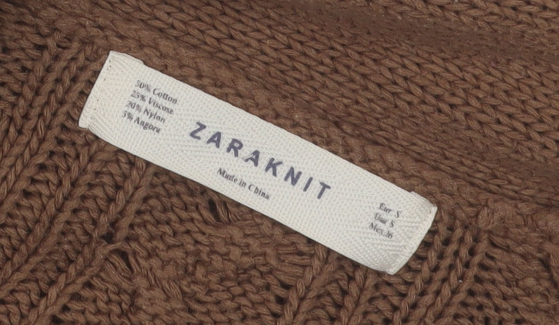 Womens UK Size S Zara Brown Cardigan Jumper