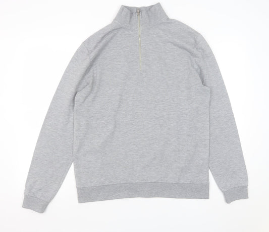 Mens UK Size M ASOS Grey 1/4 Zip Sweatshirt