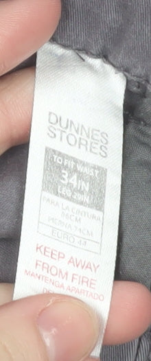 Mens UK Size 34 Dunnes Stores Regular Fit Chino Grey Trousers