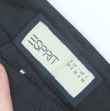 Mens UK Size L Esprit Regular Fit Dress Pants Black Trousers