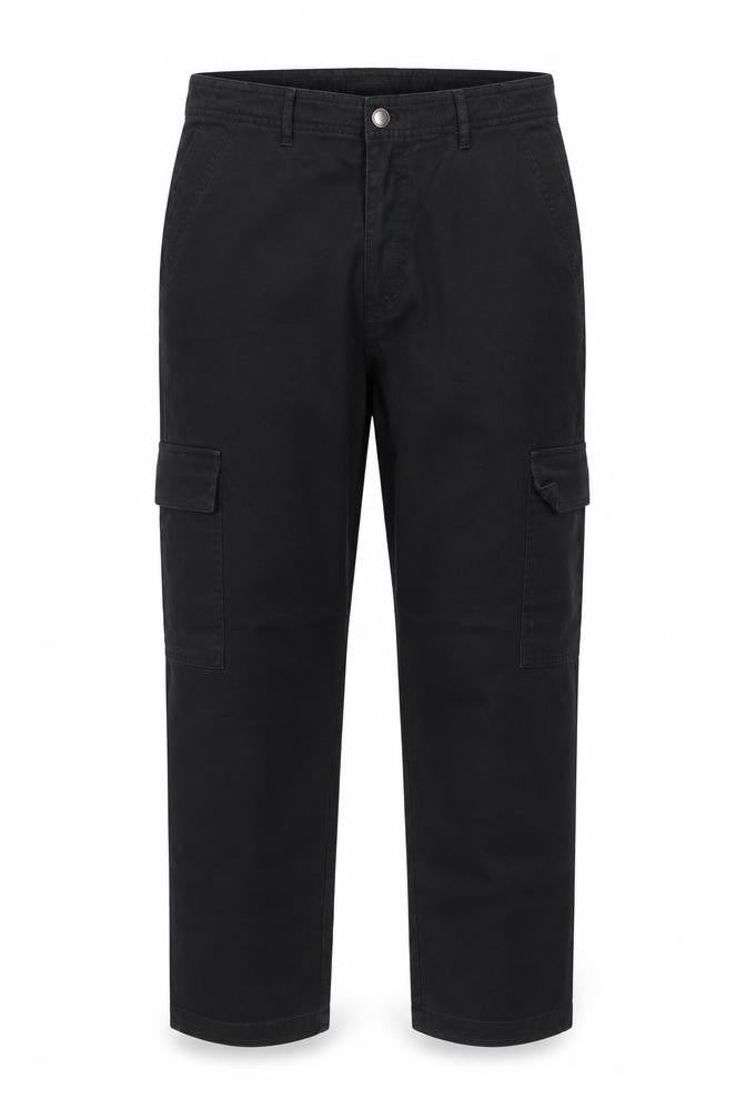 Dunnes Womens Black Cargo Trousers Size 18 Regular Cotton Straight Leg