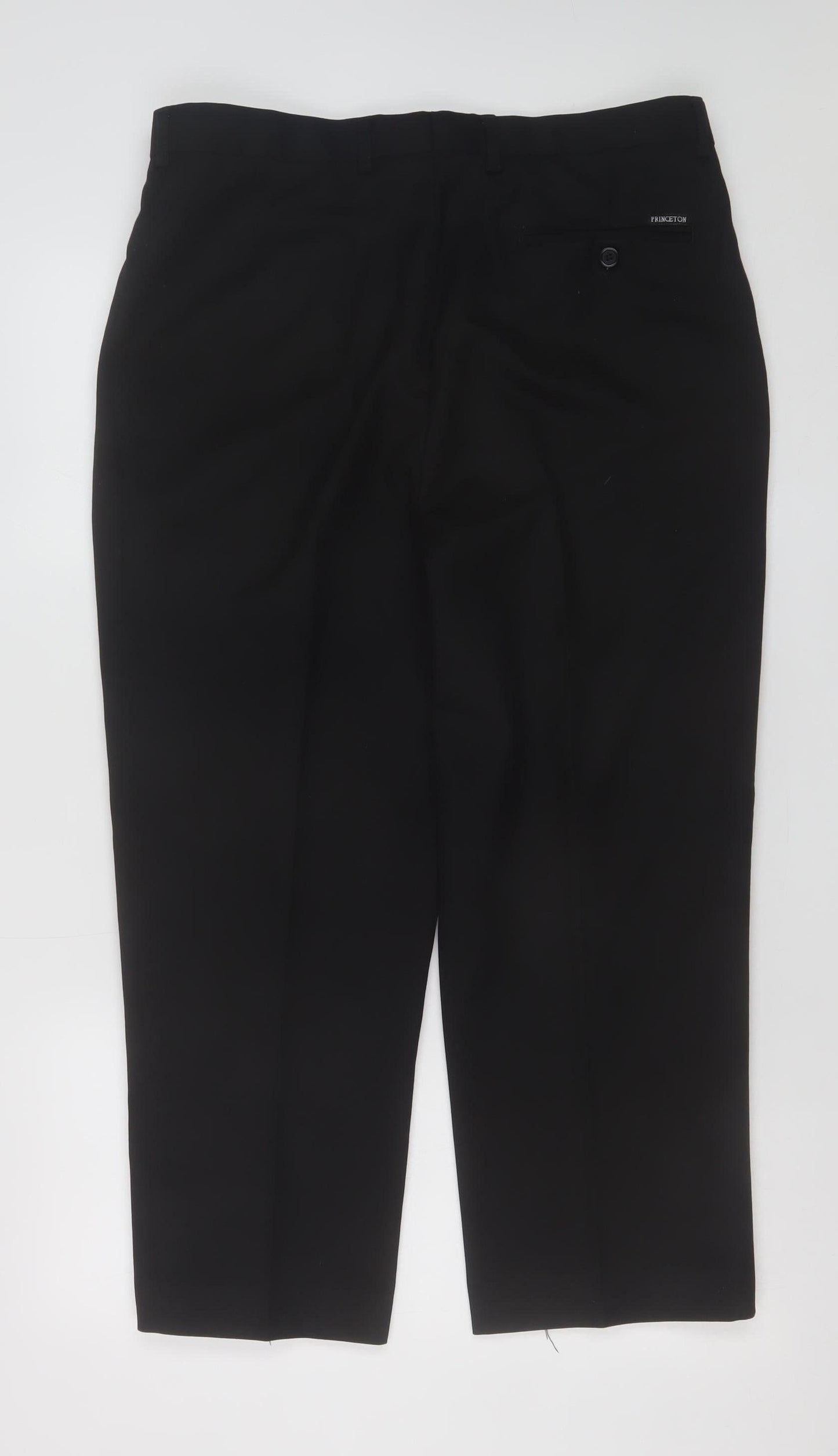 Mens UK Size 36S PRINCETON Regular Fit Dress Pants Black Trousers