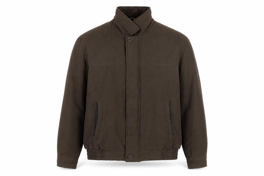 Front view of Dunnes Men's Brown XL Bomber Jacket Polyester Blend Casual Outerwear