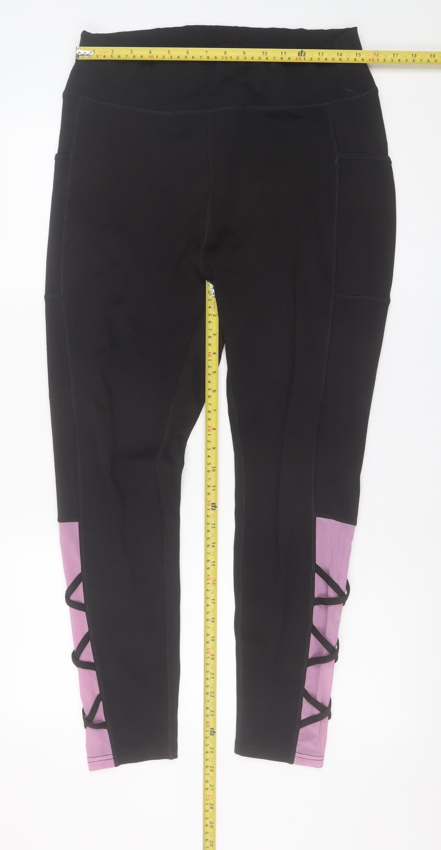 Womens UK Size XL Pop Fit  Ankle Black Leggings