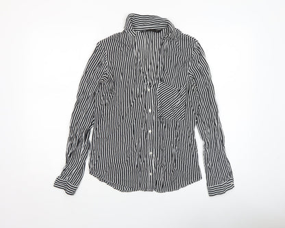 Womens UK Size S Zara Black Basic Button-Up