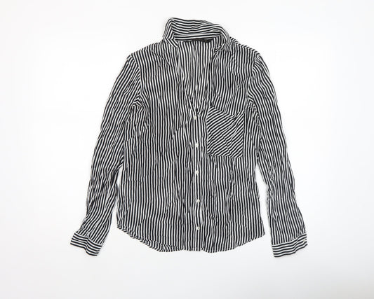 Womens UK Size S Zara Black Basic Button-Up