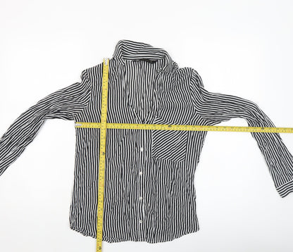 Womens UK Size S Zara Black Basic Button-Up